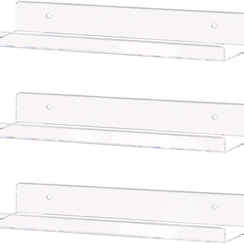 Clear Acrylic Shelf 15" Invisible Floating Wall Ledge Bookshelf, Kids Book Displ